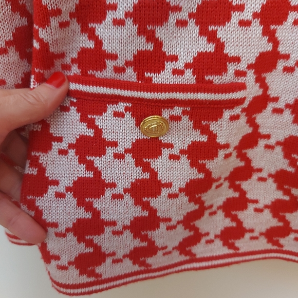 Vintage Wool blend houndstooth knit jacket - Picture 6 of 7